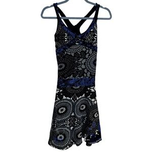 Desigual xs Y2K mini dress racer back gray sequins bling butterfly empire waist